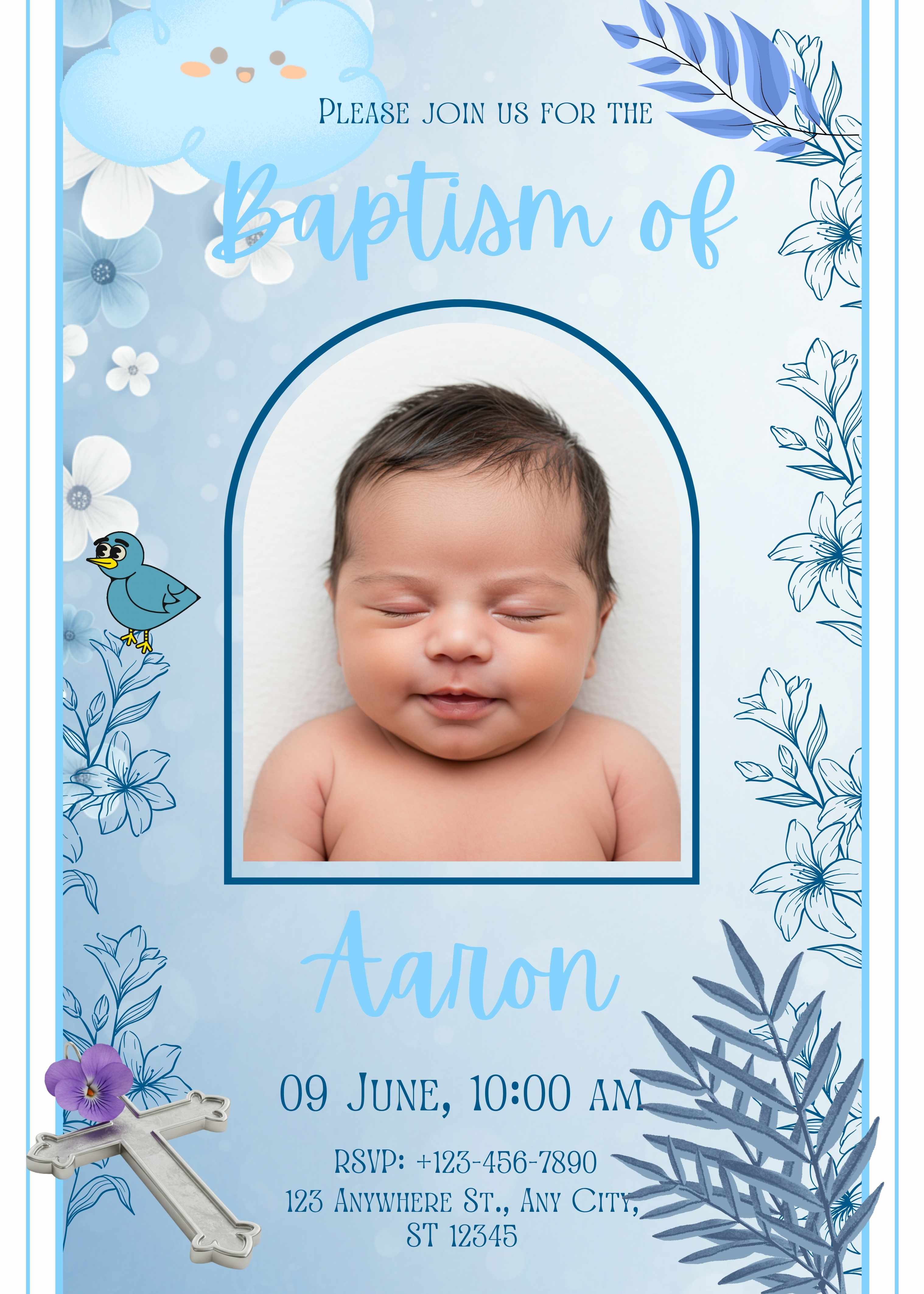 Baby Boy Baptism Digital Design (Editable)