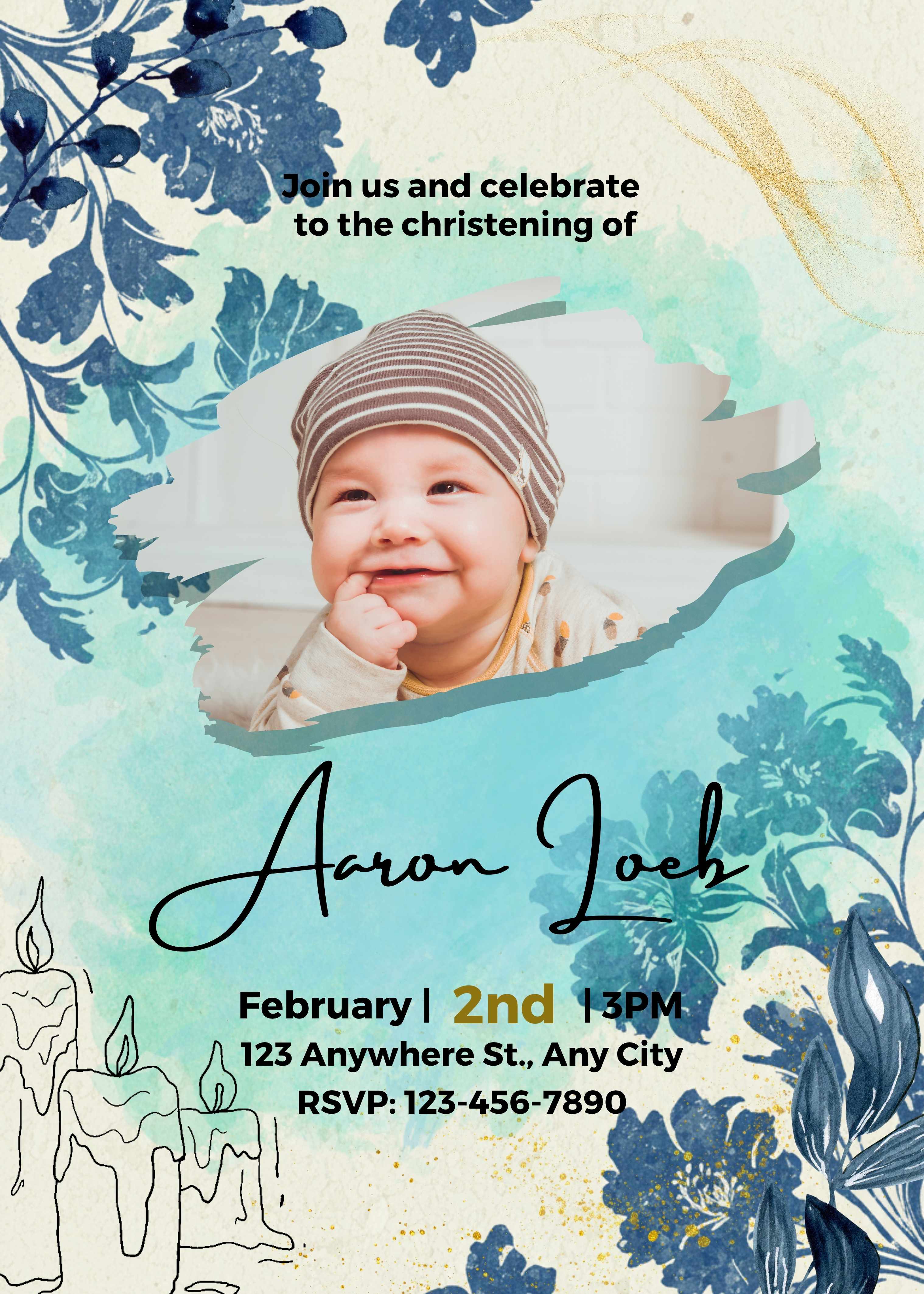 Baby Boy Baptism Digital Design (Editable)