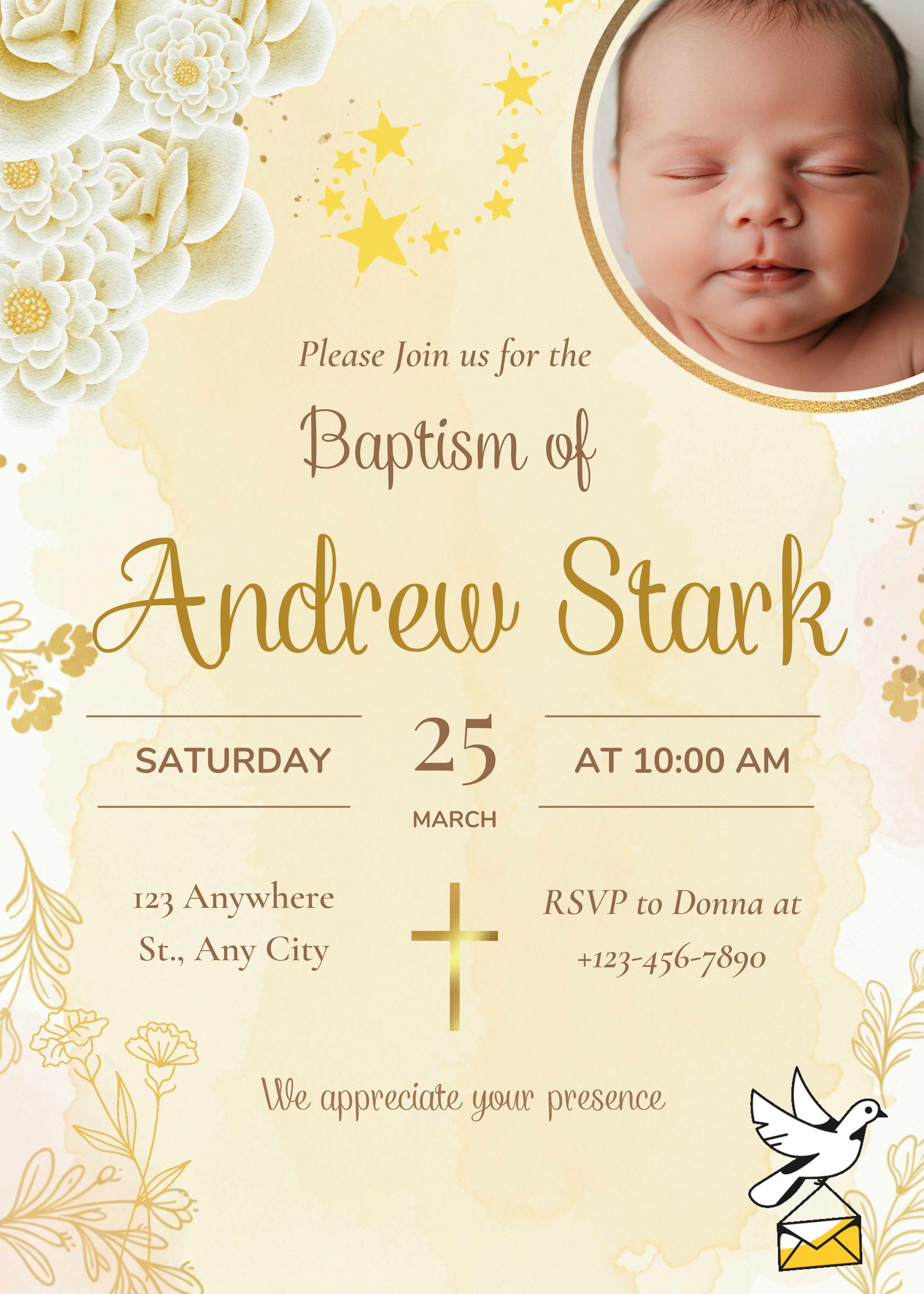 Baby Boy Baptism Digital Design (Editable)