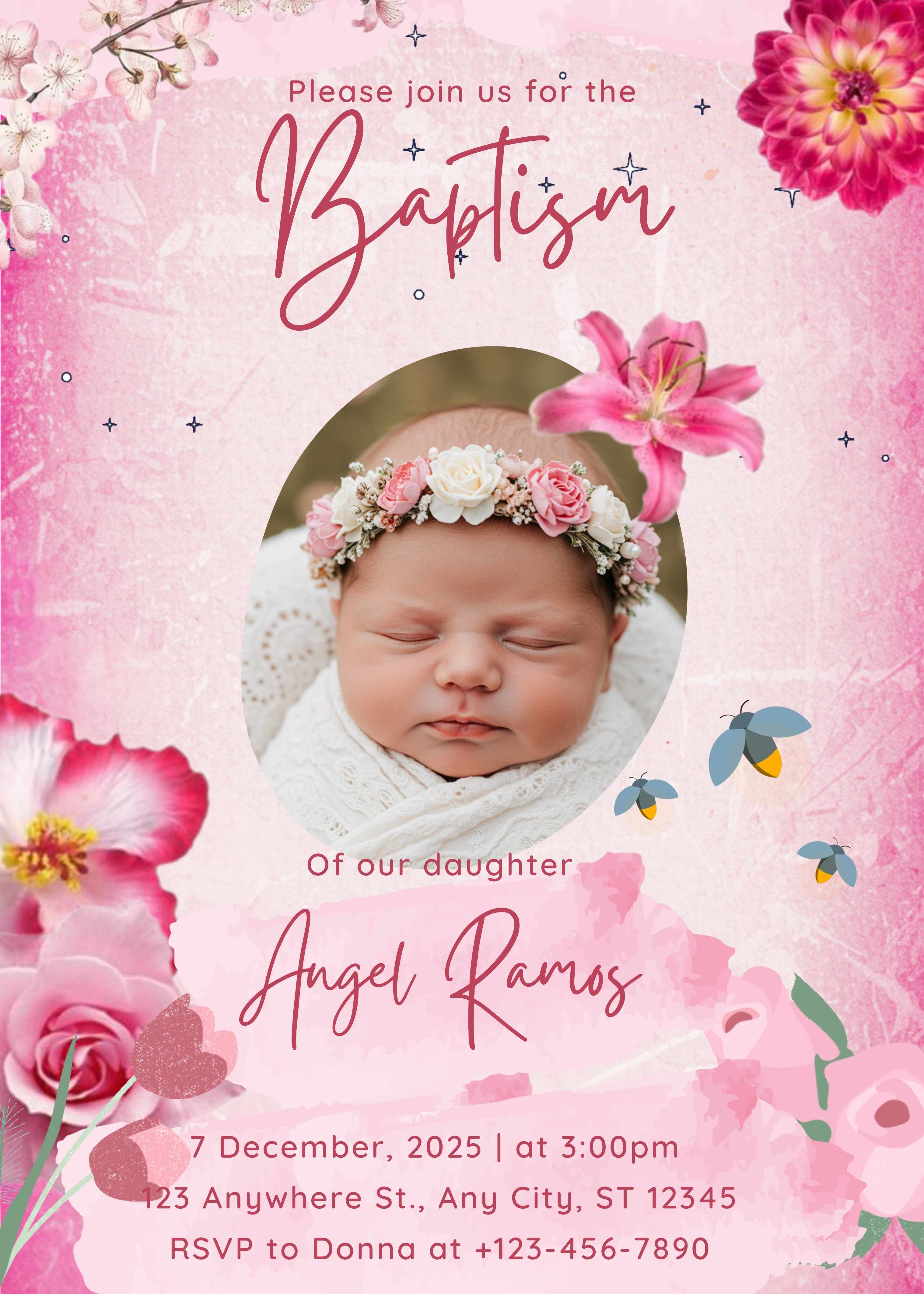 Baby Girl Baptism (Editable)
