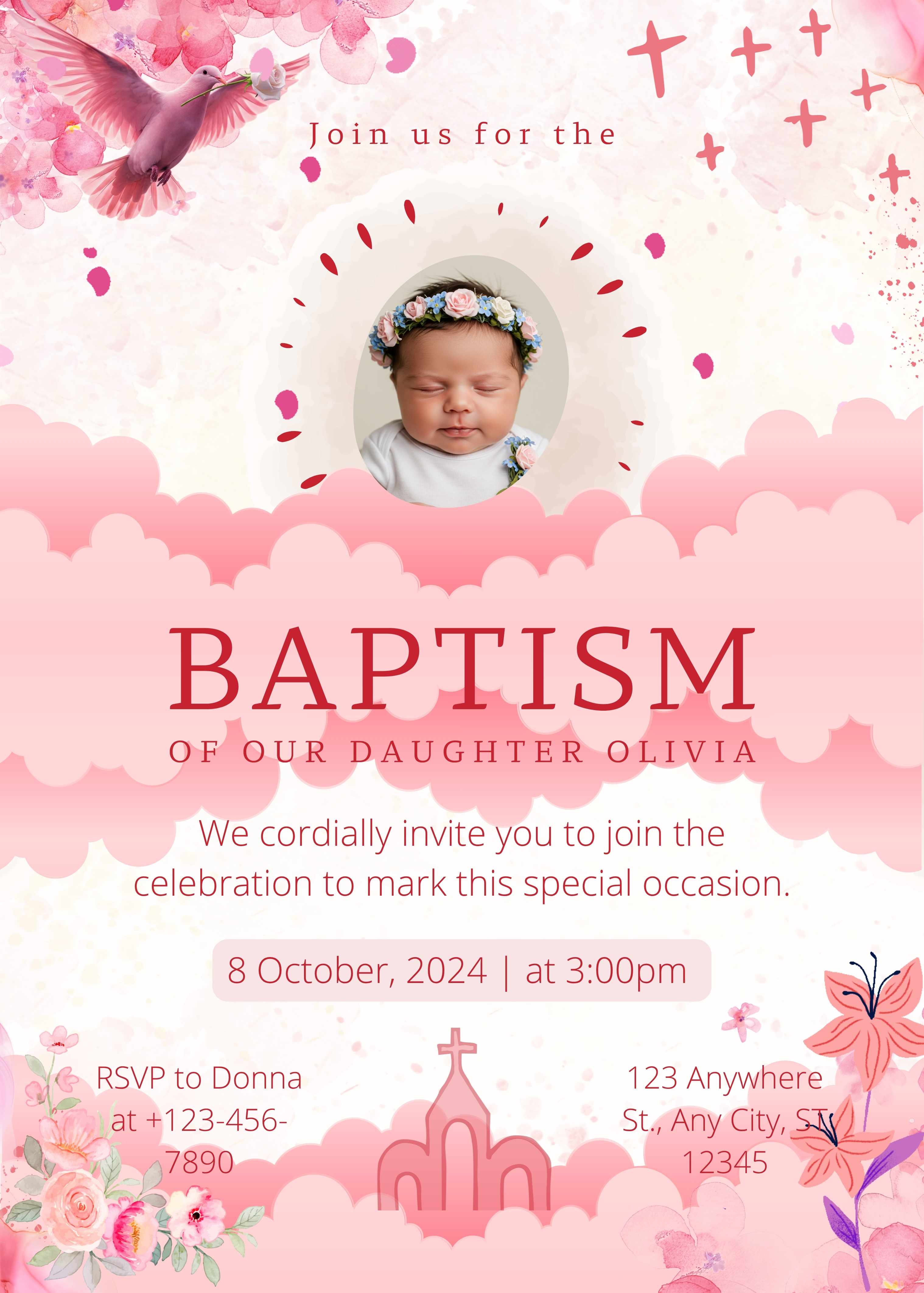 Baby Girl Baptism (Editable)