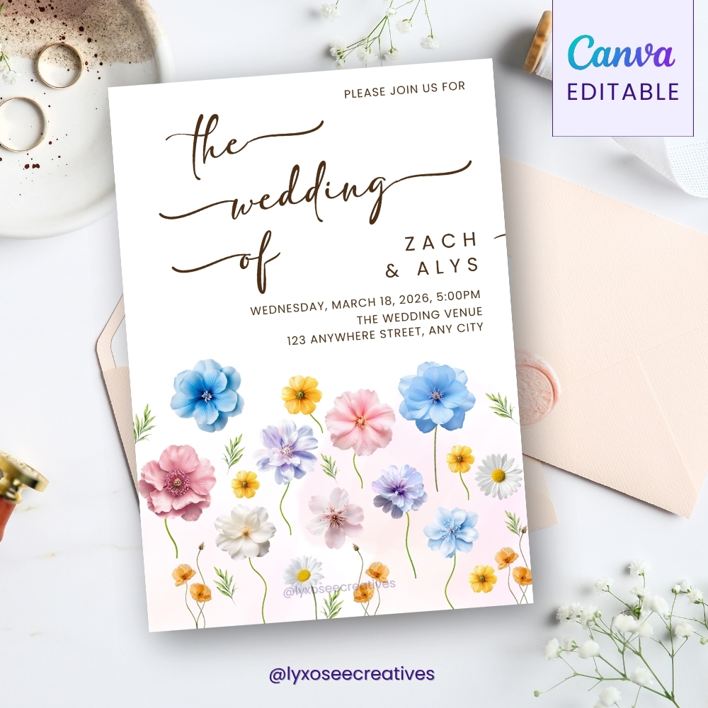 Custom Canva Editable Wedding Invitation (DIY)
