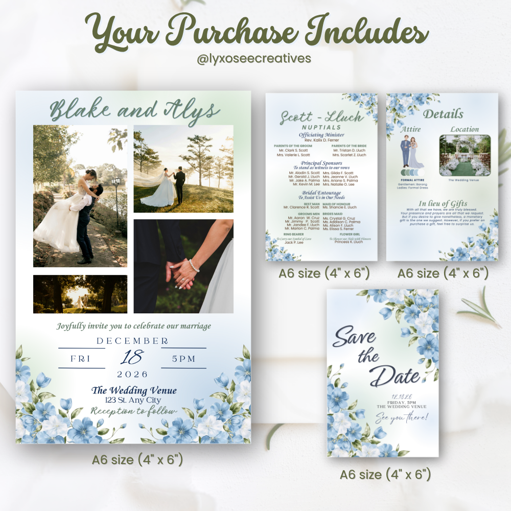 Custom Canva Editable Wedding Invitation (DIY)