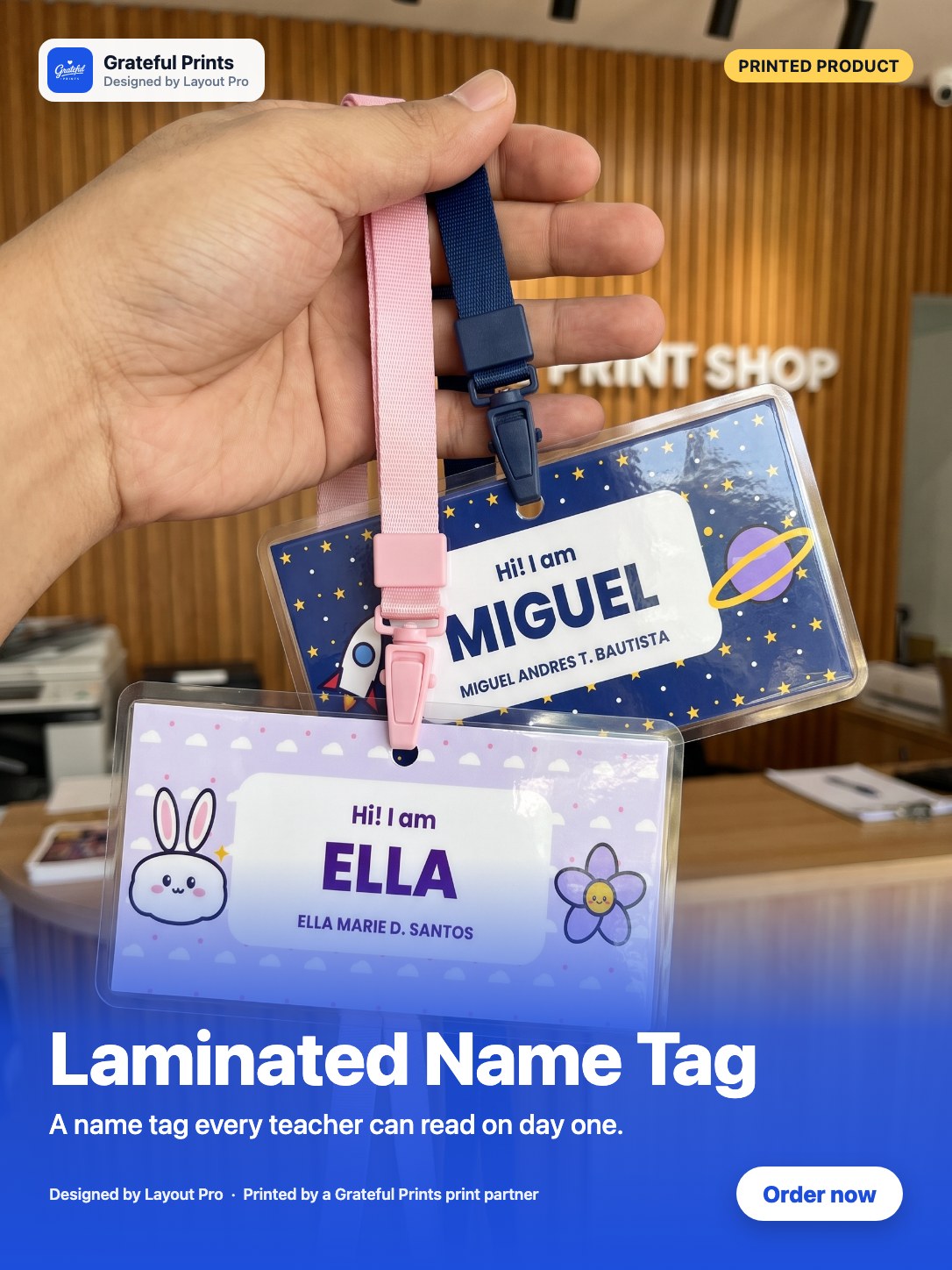 Personalized Laminated School Name Tag