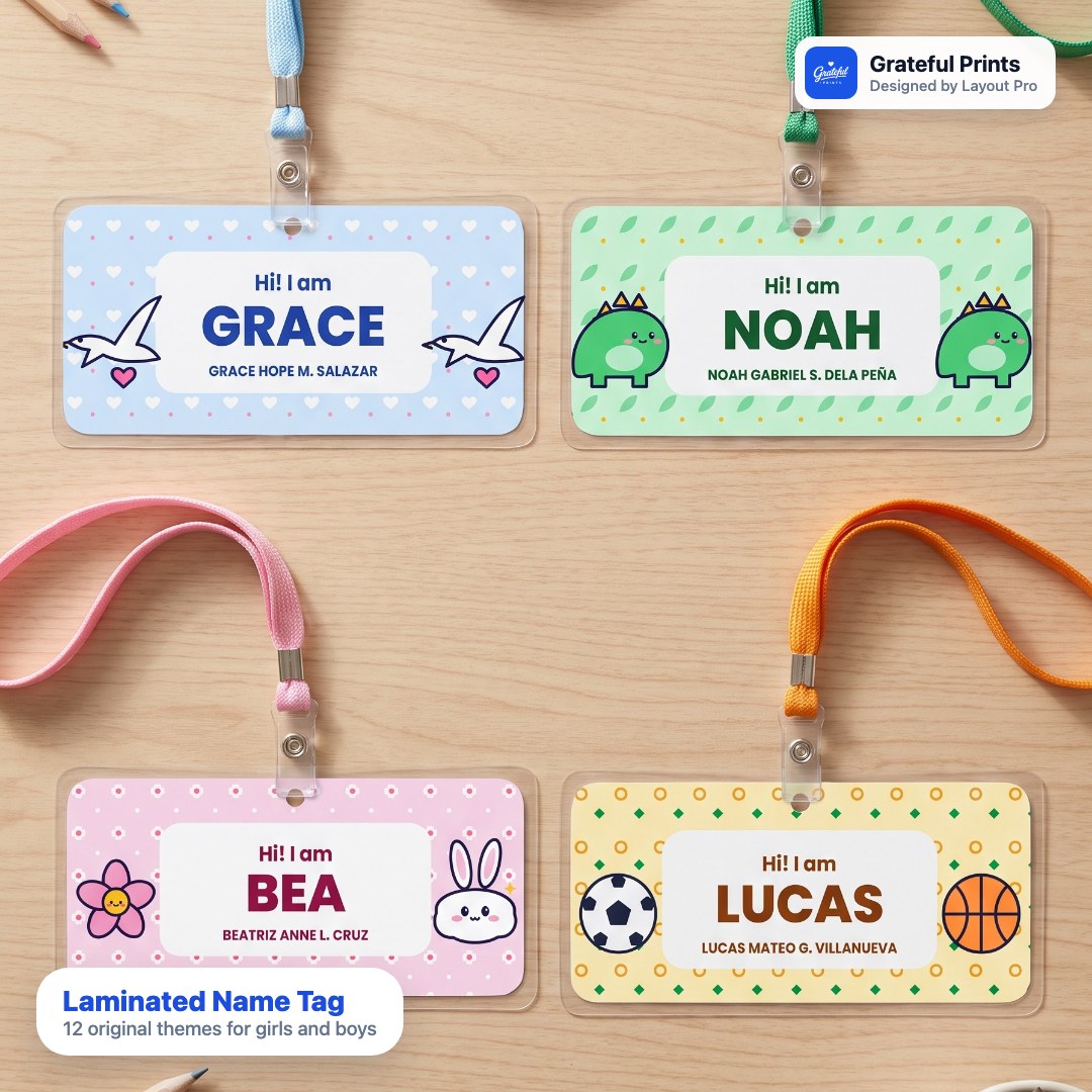 Personalized Laminated School Name Tag