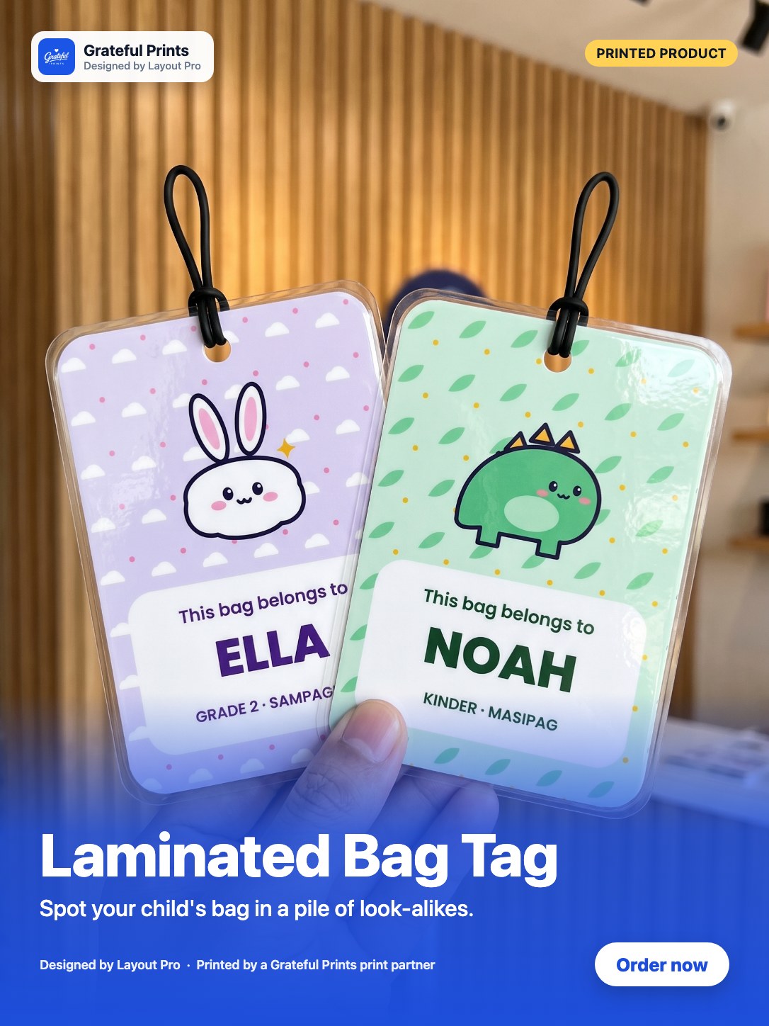 Personalized School Bag Tag with Loop