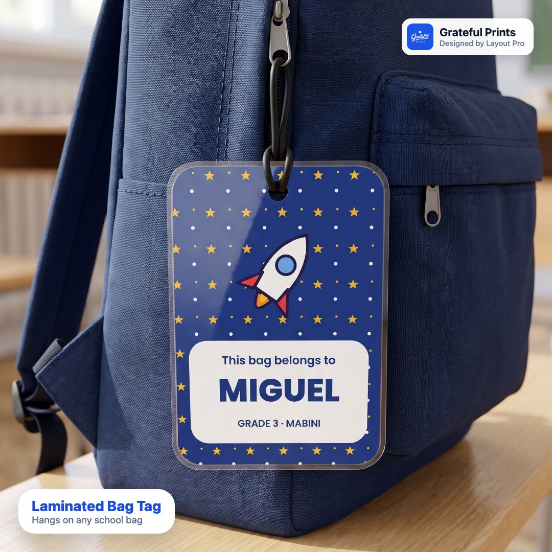 Personalized School Bag Tag with Loop