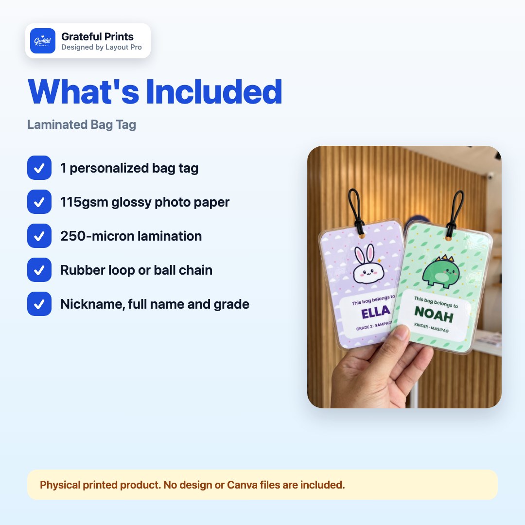 Personalized School Bag Tag with Loop