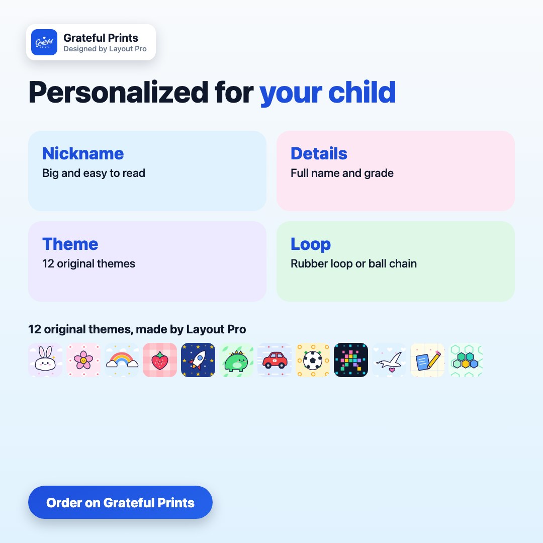 Personalized School Bag Tag with Loop