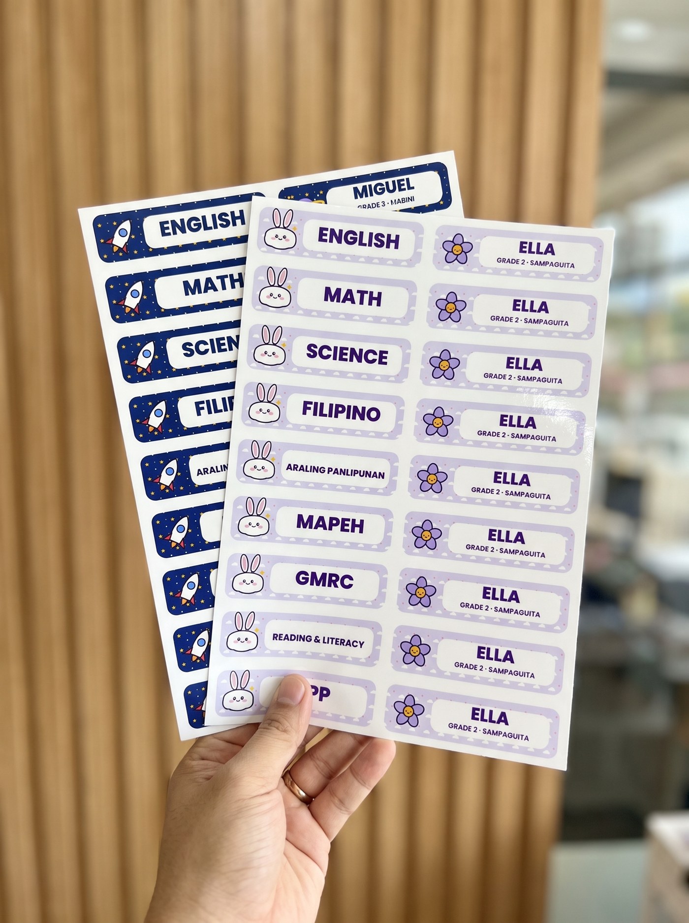 Name and Subject Sticker Set for School