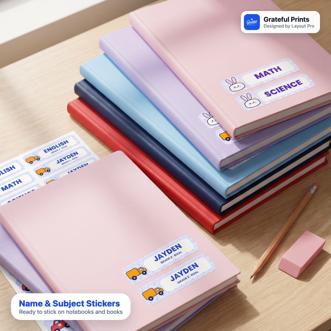 Name and Subject Sticker Set for School