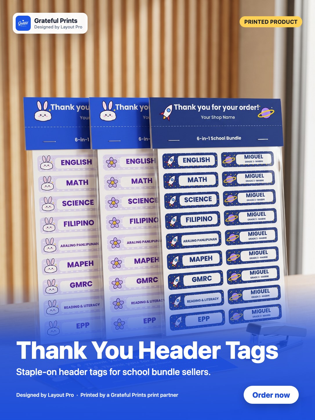 Thank You Header Tags for Packaging