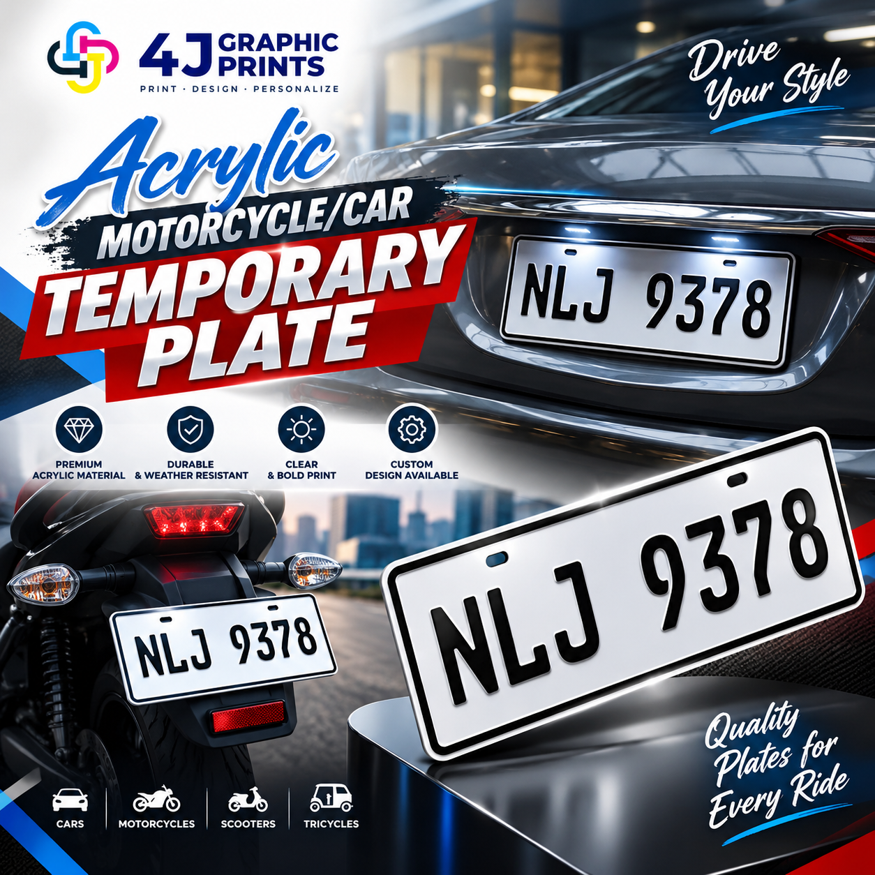 Acrylic Motorcyle Plate / Acrylic Car Plate