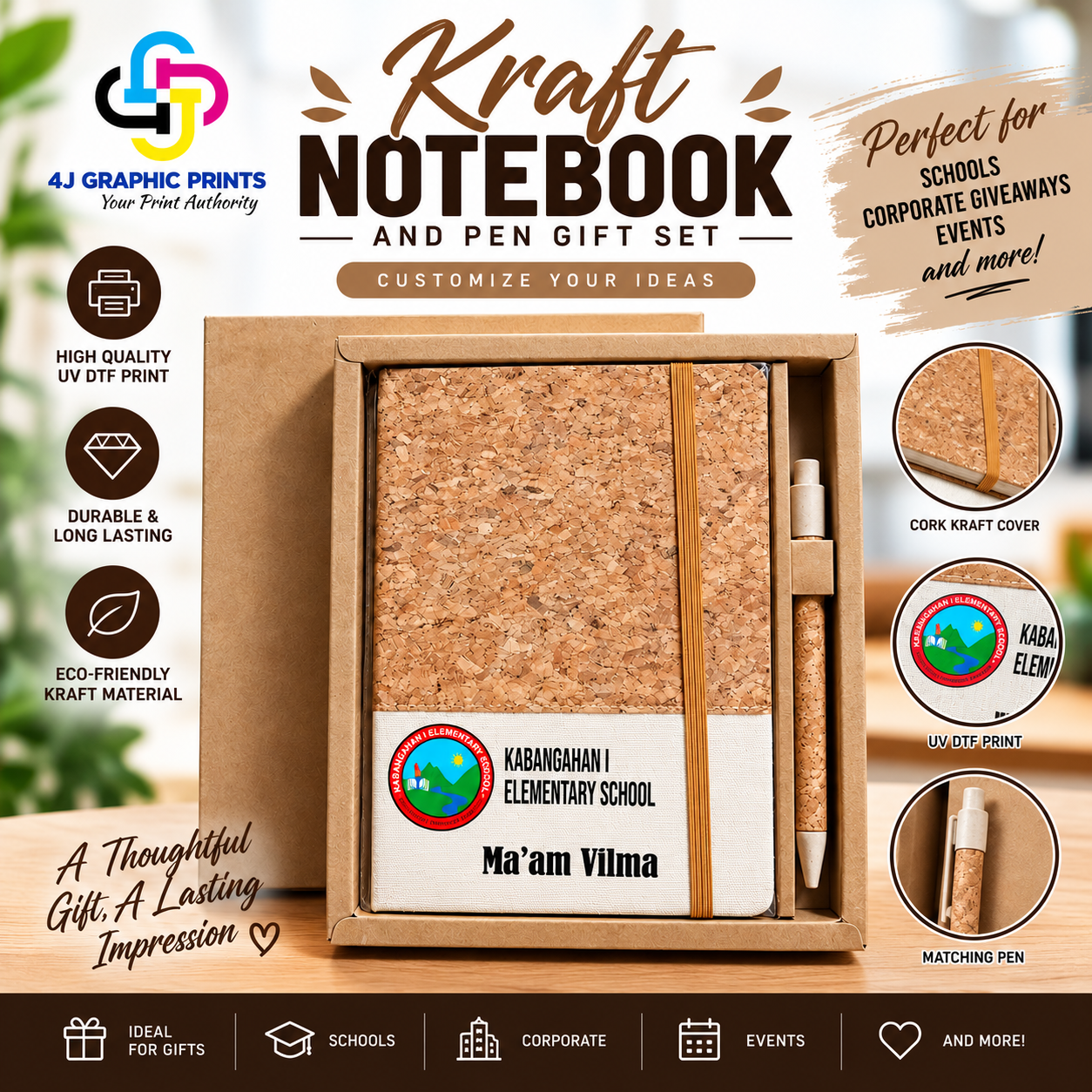 KRAFT NOTEBOOK AND PEN GIFT SET 