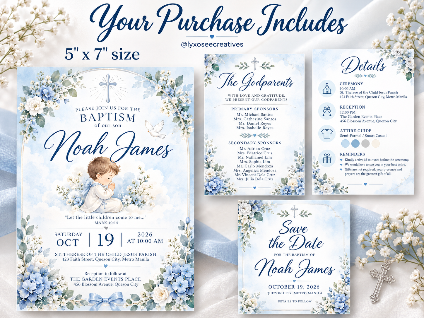 Customized Kids Baptism Invitation