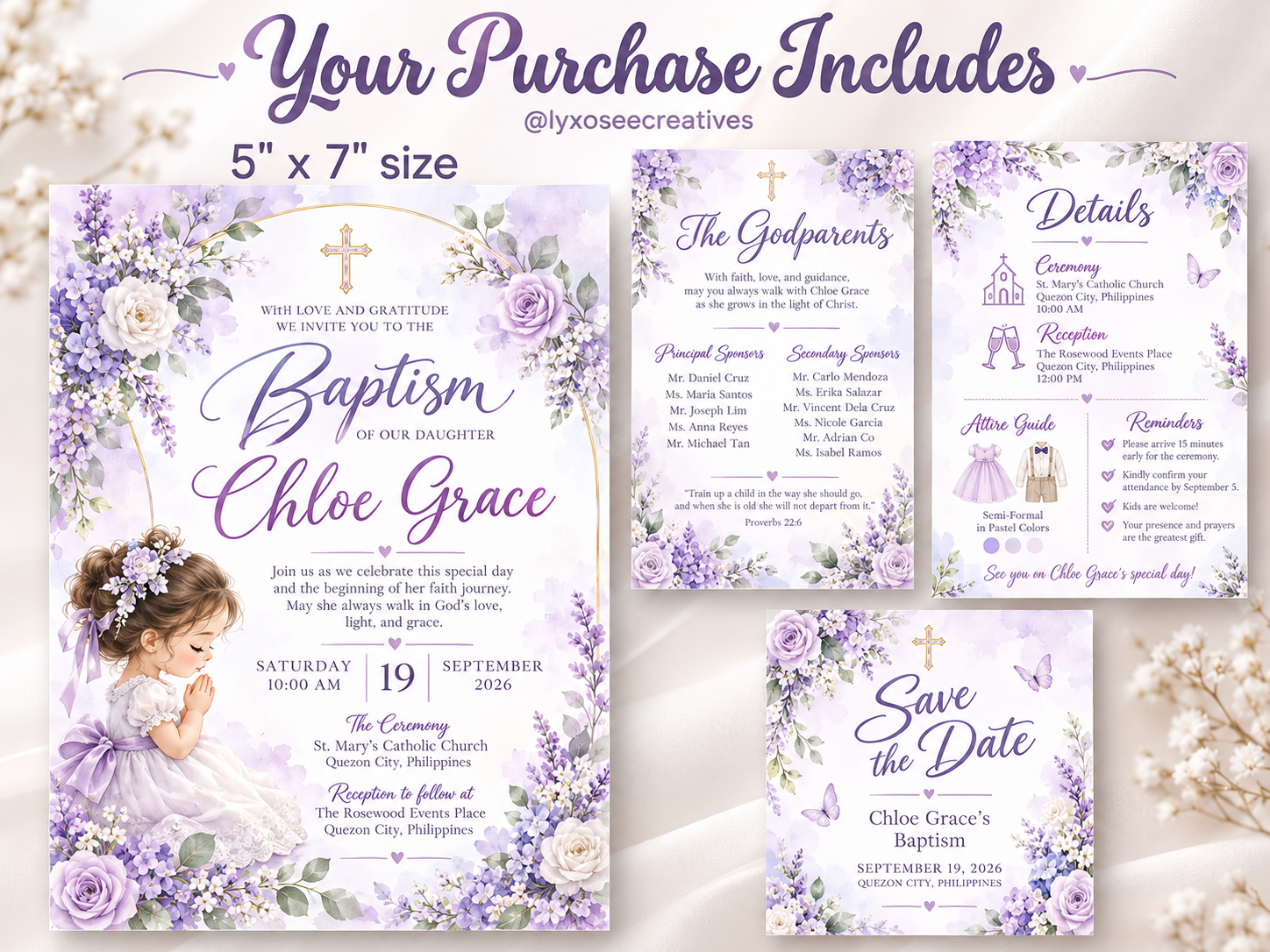 Customized Kids Baptism Invitation